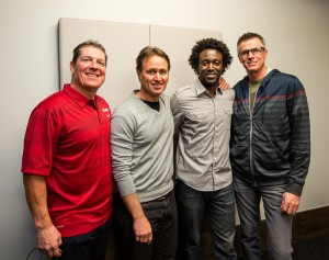 (L-R) Anthony Reguero, President PTE Events, Chris Carmichael, author Time-Crunched Cyclist, Rahsaan Bahati, President Bahati Foundation and Michael Bell, Oakley.