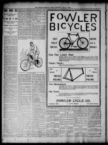 The Palms neighborhood has a long bike history dating back to the 1890s; click and zoom in to read. Thanks to Jonathan Weiss for the image.