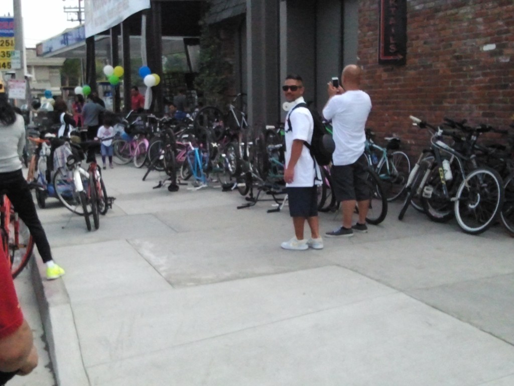 Businesses that reached out to bike riders were rewarded with bikes on the sidewalk representing customers inside.