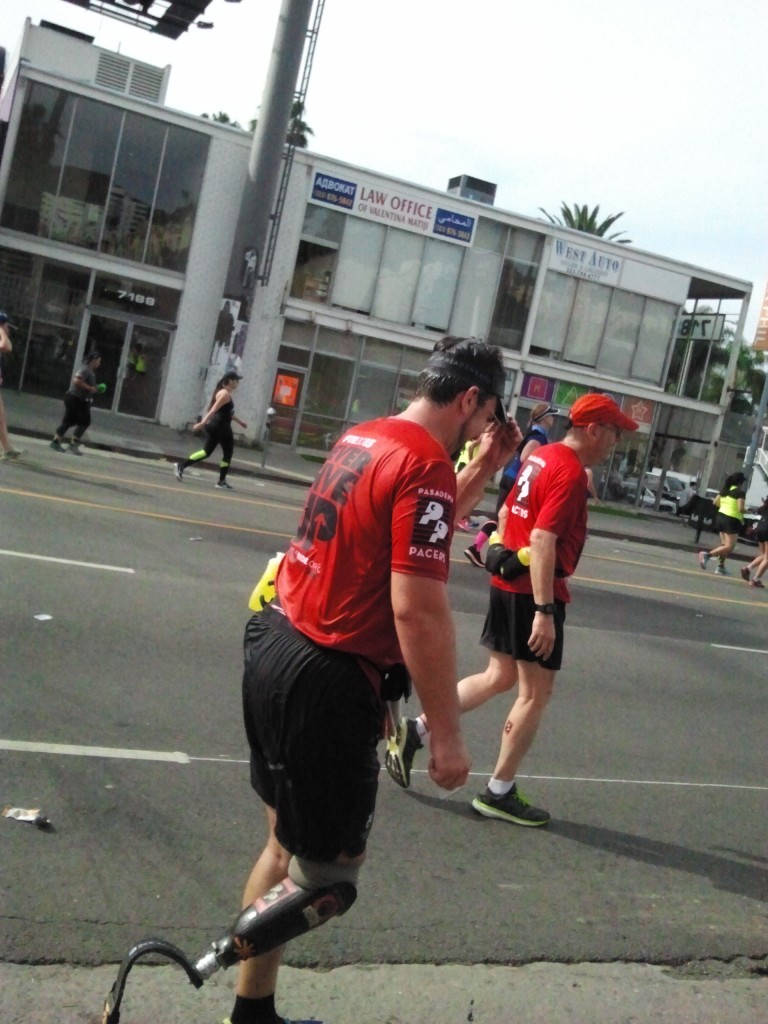 Damian Kevitt on his way to Santa Monica on a missing leg and a painful, surgically repaired ankle.