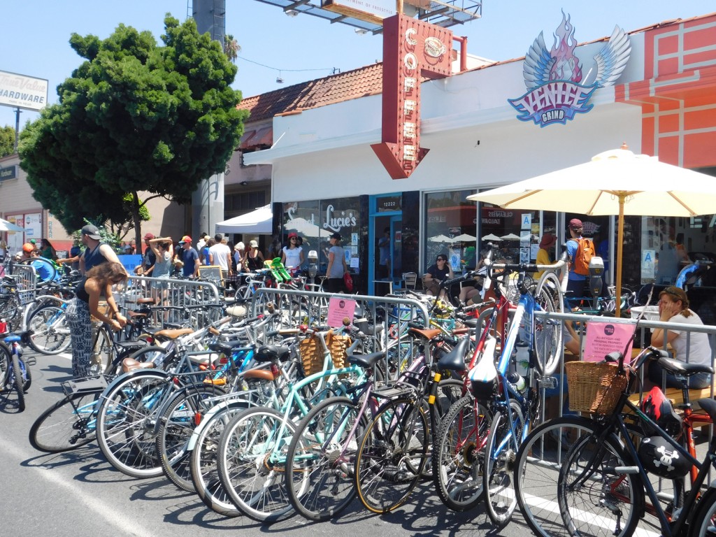 Bikes were stacked everywhere