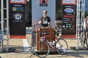 Congressman Adam Shiff addresses the crowd; photo courtesy of Finish the Ride.